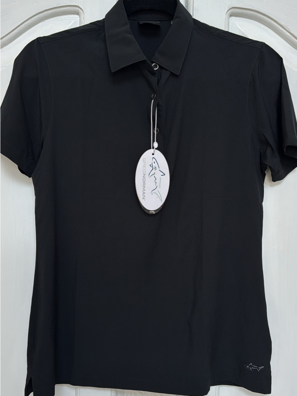 Women’s Greg Norman Black Golf Short-Sleeve Polo Shirt